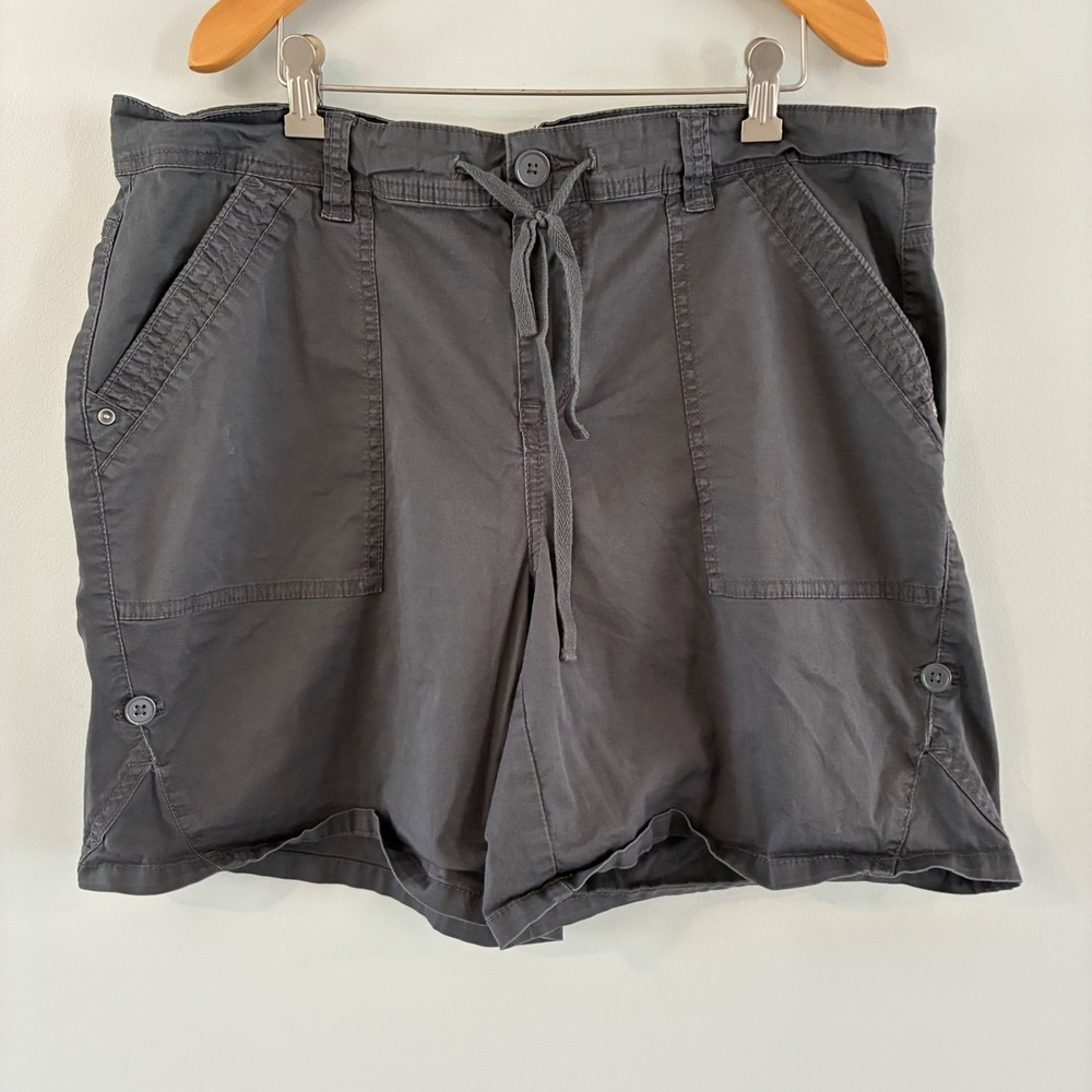 Unionbay Shorts 16 Dark Gray Cargo Utility Drawstring Cotton Stretch Gorp Hiking